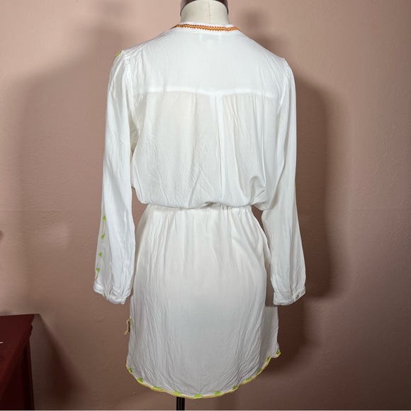 Shoshanna swim wear Bohemian embroidered Tie Waist mini Dress Cover up White 🎁 - Picture 5 of 16